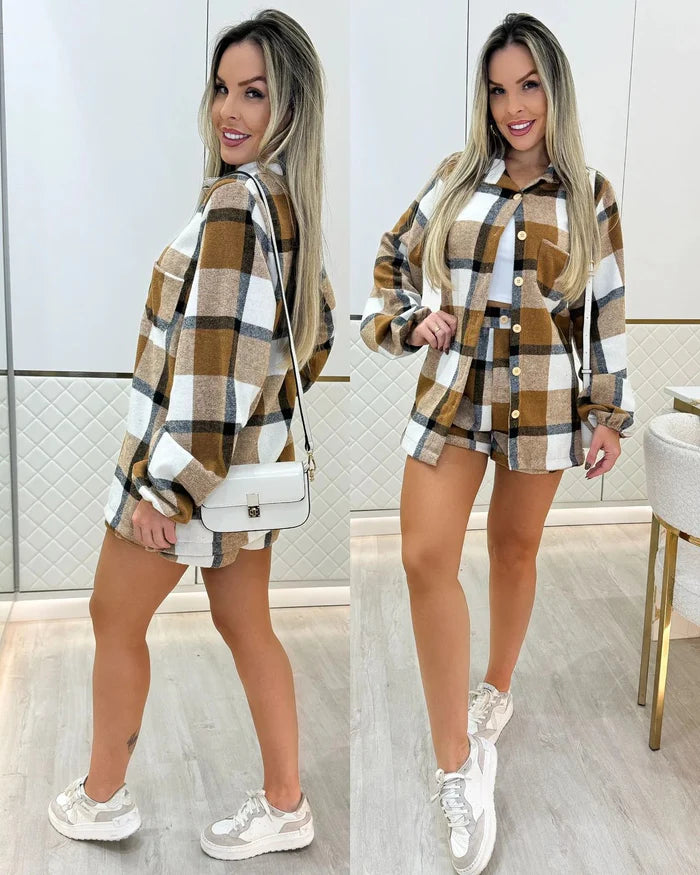 Conjunto Xadrez Bella em Algodão Confortável para o Dia a Dia