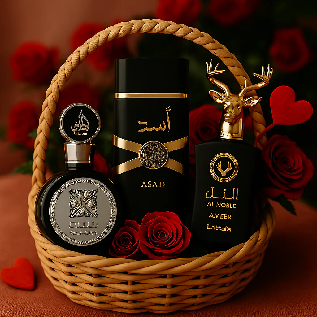 KIT 3 PERFUMES MASCULINOS ÁRABES 100ml CADA | ASAD LATTAFA + FAKHAR BLACK + AL NOBLE (QUEIMA DE ESTOQUE)