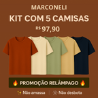 Kit com 5 Camisetas Texturizadas Malha Waffle Milano - Não amassa, não desbota e 0 transparência