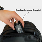 Mochila AirBag Preto Fosco + Sistema de vácuo integrado + Garrafa Inteligente + Bomba de ar portátil