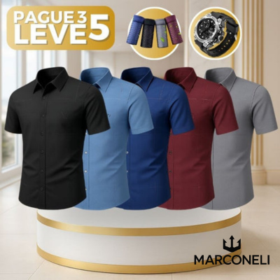 [PAGUE 3 LEVE 5] Camisa Polo Vest em Malha de Seda Gelo e Viscose + BRINDES: 4 Cuecas Premium e 1 Relógio